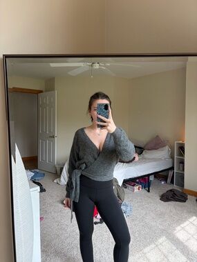 H&M Charcoal Gray Wrap V-Neck Sweater